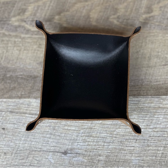 Techleathercraft Other - Valet Tray Trinket Vanity Jewelry Bedside Table Tray black top grain leather